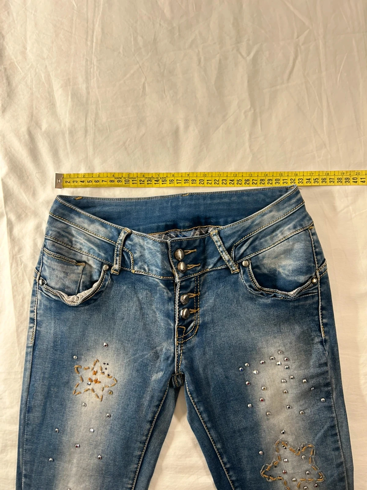 Vintage high-waisted navy blue jeans – photo 6
